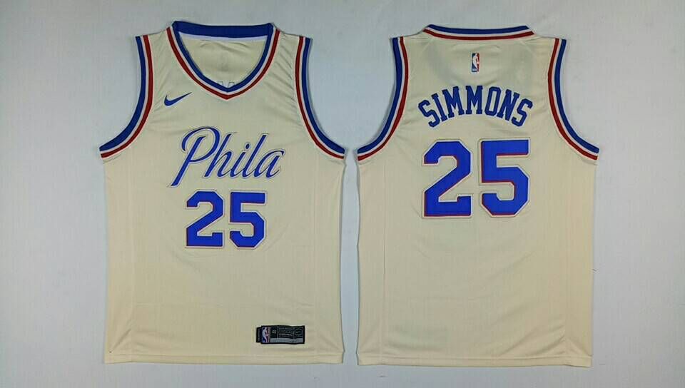 Men Philadelphia 76ers #25 Simmons Gream Nike NBA Jerseys